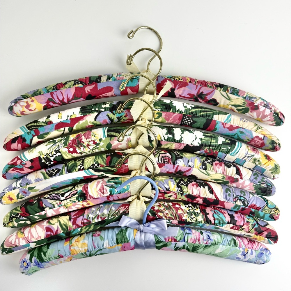 Vintage Floral Padded Hangers Set 7